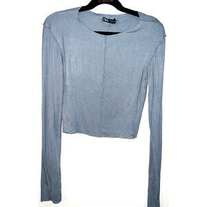 Zara Womens Small Long Sleeve Gray Knit Crop Top